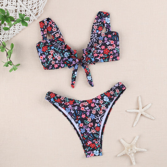 Damen Bikini-Set mit verspieltem Knotendesign und floralem Print R&B