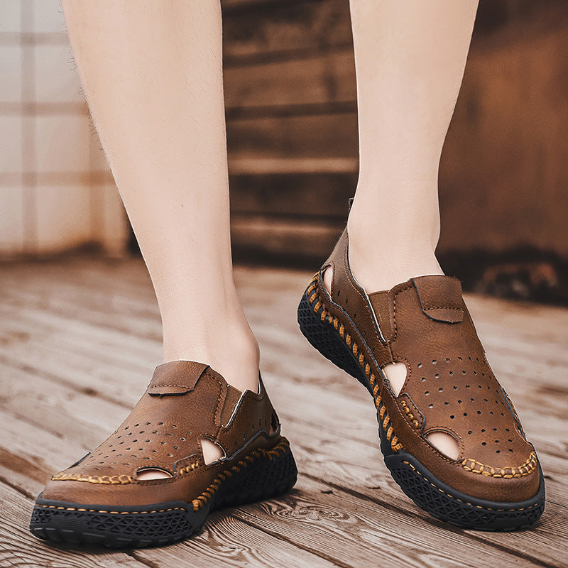 Herren atmungsaktive Leder Sandalen R&B