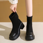 Damen trendige Ankle Boots mit robustem Blockabsatz und elastischer Schafthöhe R&B