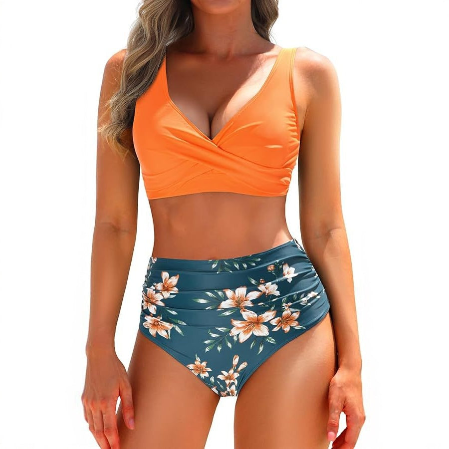 Damen Hochtailliertes Bikini-Set mit Wickeloberteil R&B 1782205596
