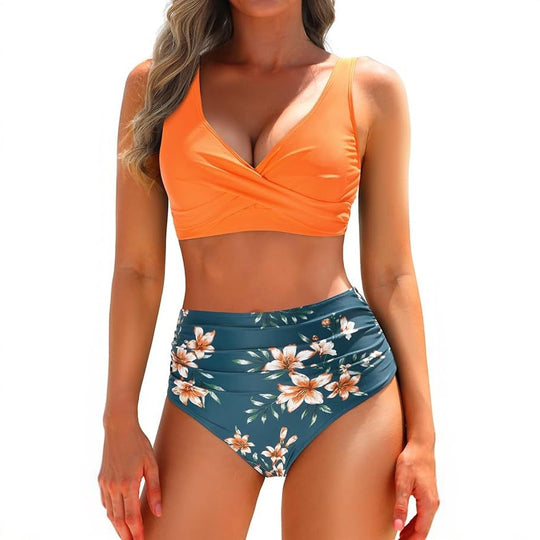 Damen Hochtailliertes Bikini-Set mit Wickeloberteil R&B 1782205596