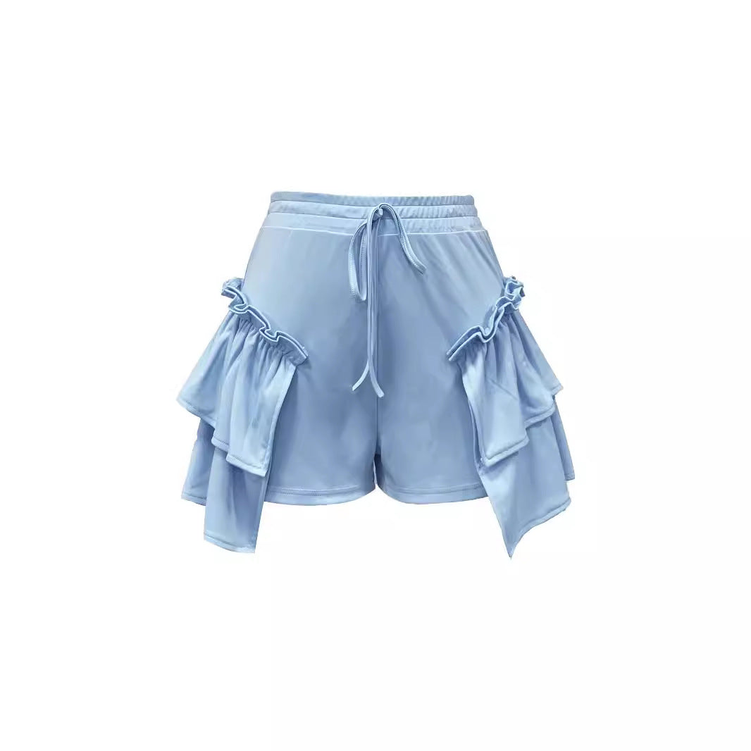 Damen Stylish geschneiderte Rüschenshorts R&B
