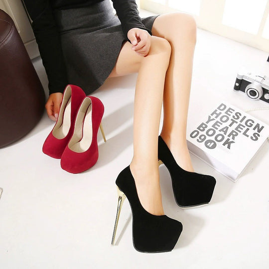 Damen High-Heel Pumps mit elegantem goldenen Absatz R&B