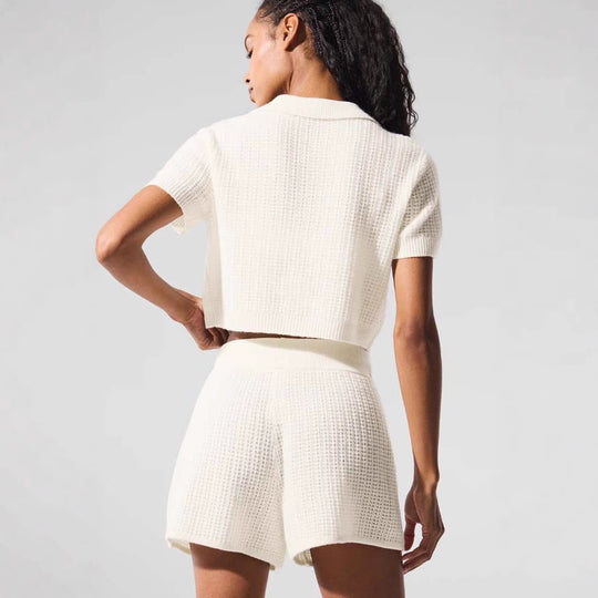 Damen Kurzarm Poloshirt und Shorts Set R&B