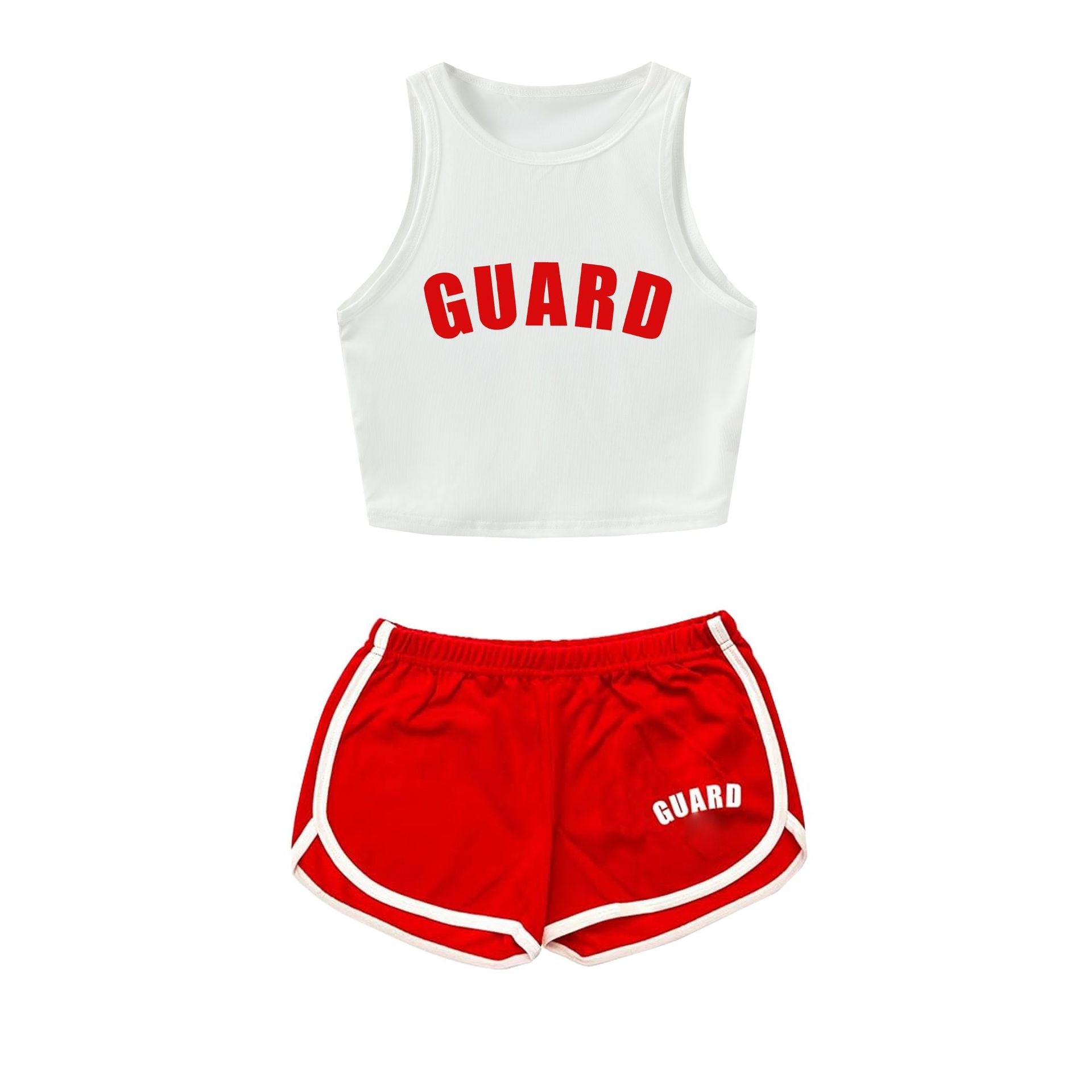 Damen Sportliches Zweiteiler Set mit cropped Tanktop und Shorts R&B