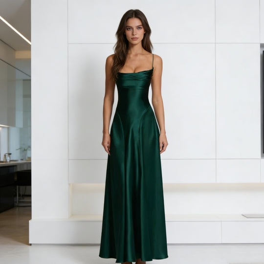 Damen Elegantes satin Abendkleid mit tailliertem Schnitt und schmalen Trägern R&B