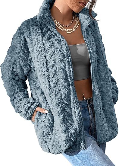 Damen Kuschel-Fleecejacke mit Oversized-Schnitt und Stehkragen R&B