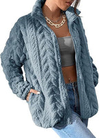 Damen Kuschel-Fleecejacke mit Oversized-Schnitt und Stehkragen R&B