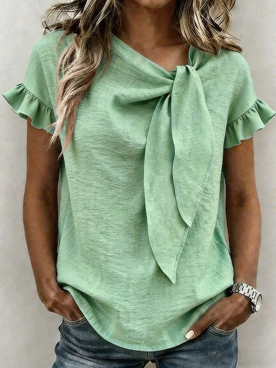 Damen lässige Bluse mit Schleifenkragen R&B