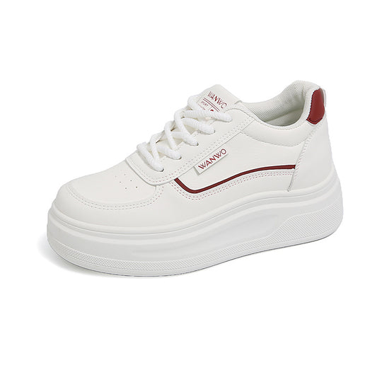 Damen modische Plateau Sneakers mit glattem Obermaterial und elastischen Schnürsenkeln R&B