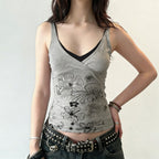 Damen Crop-Top mit floralem Design und Spaghetti-Trägern R&B