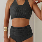 Damen Bikiniset mit hoch geschnittenen Unterteilen und Raffung R&B