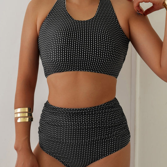 Damen Bikiniset mit hoch geschnittenen Unterteilen und Raffung R&B