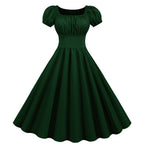 Damen A-Linien Kleid mit Puffärmeln und Taillierung