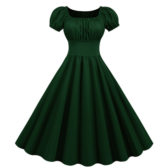 Damen A-Linien Kleid mit Puffärmeln und Taillierung R&B