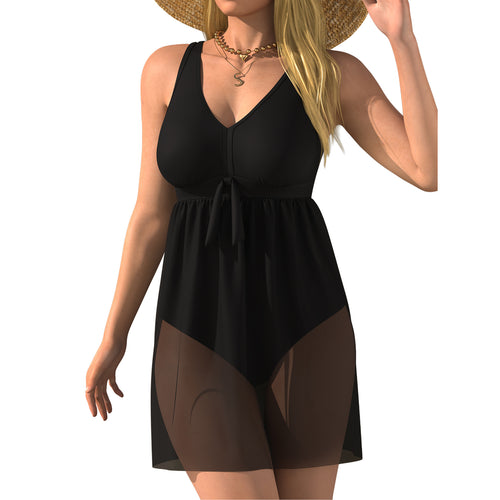 Damen Schwimmdress mit transparenter Overshirt R&B