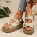Damen Modische Plateau-Sandalen mit verstellbaren Riemen und anatomischem Fußbett R&B