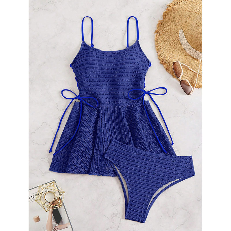 Damen Tankini-Set mit elastischer Raffung und verstellbaren Trägern R&B