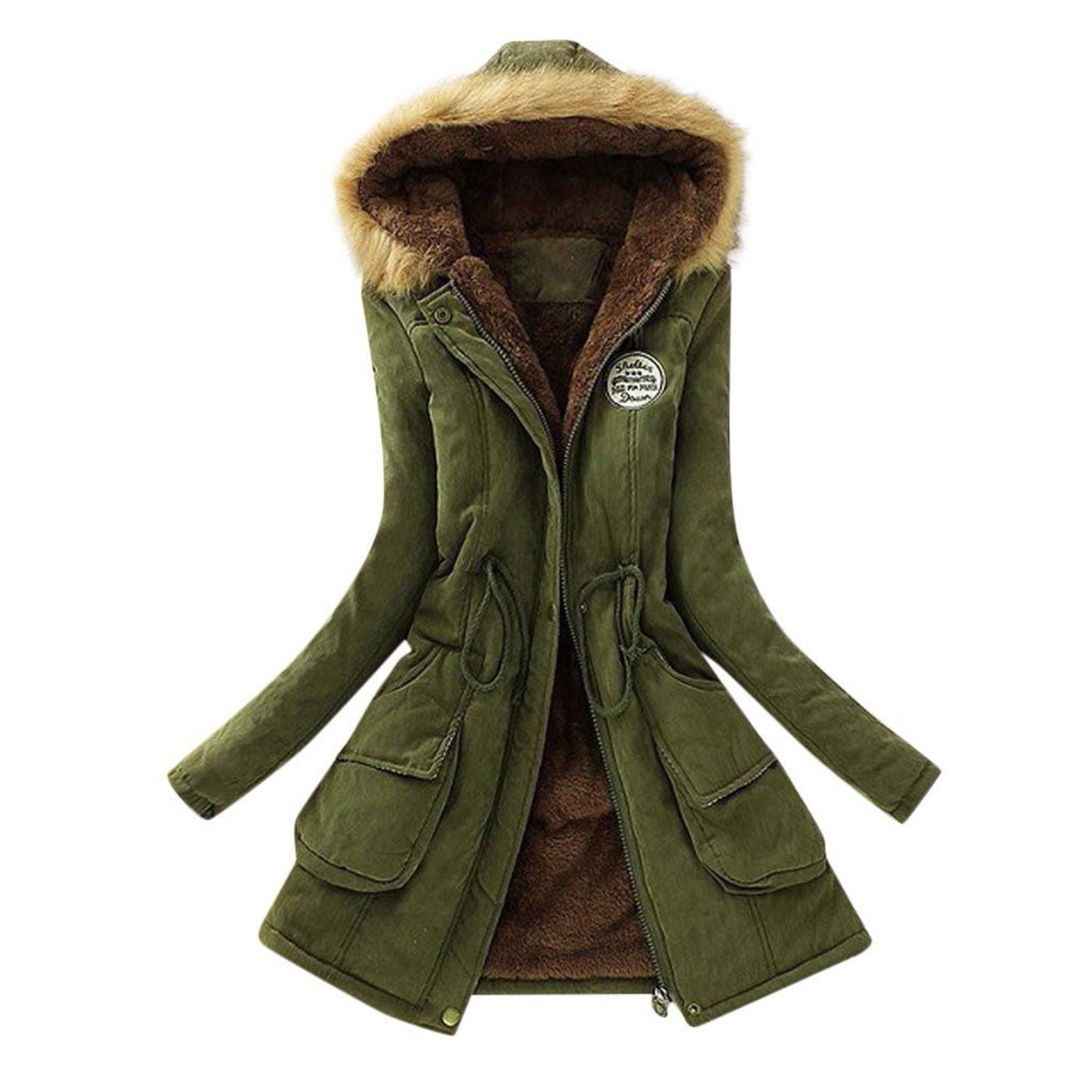 R&B | Winter Taille Kordelzug Fell Kapuzenjacke