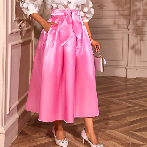 Damen Eleganter Maxirock aus seidig glänzendem Material R&B