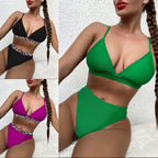 Damen Hochtailliertes Bikini-Set mit modischen Leodetails