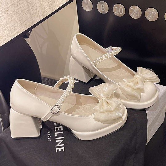 Damen elegante Mary Jane Schuhe mit Perlen-Detail R&B