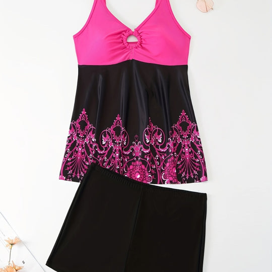 Damen Badeanzug-Set mit elegantem Muster und bequemen Shorts R&B