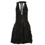 Damen Verspieltes Neckholder Minikleid mit Faltenwurf R&B