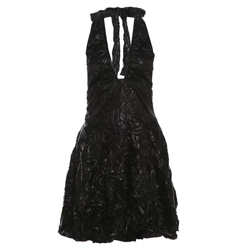 Damen Verspieltes Neckholder Minikleid mit Faltenwurf R&B