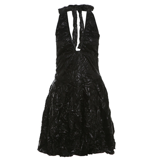 Damen Verspieltes Neckholder Minikleid mit Faltenwurf R&B