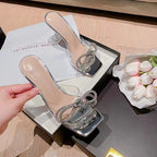 Damen transparente High Heels mit funkelnden Akzenten R&B