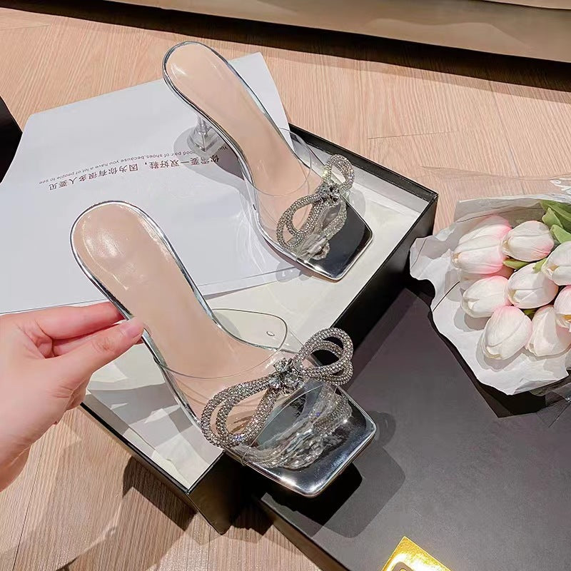 Damen transparente High Heels mit funkelnden Akzenten R&B