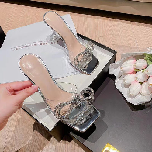 Damen transparente High Heels mit funkelnden Akzenten R&B