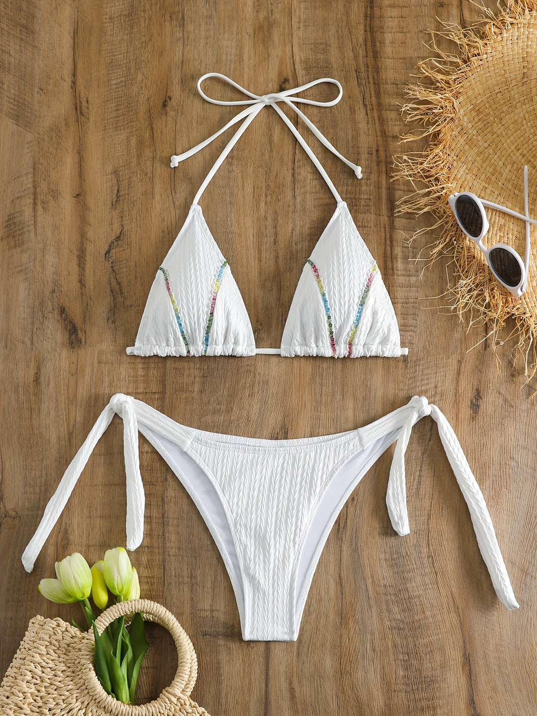 Damen Triangel-Bikini mit verspielten Bändern R&B
