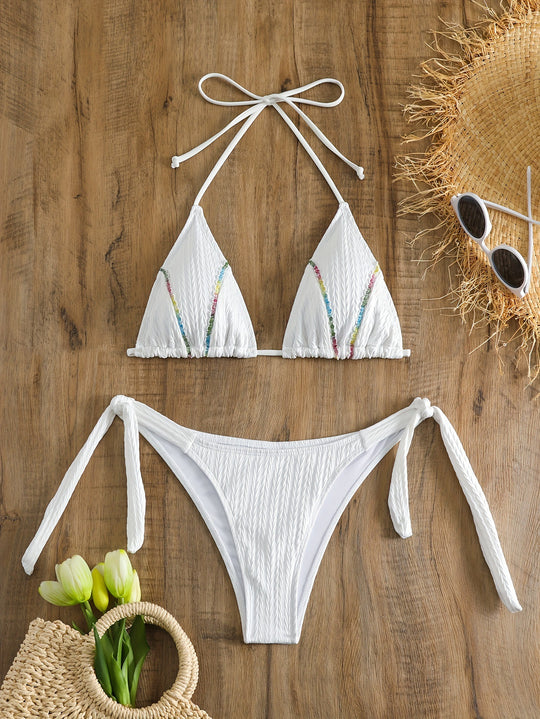 Damen Triangel-Bikini mit verspielten Bändern R&B