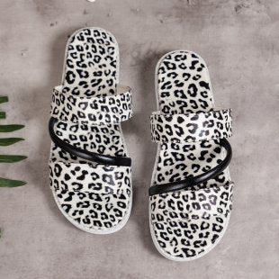 Damen modische Flauscher Slides mit Leoprint R&B