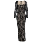 Damen Spitzenmaxikleid mit durchscheinenden Einsätzen R&B