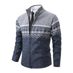 Herren Strickjacke mit modernem Muster und hohem Kragen R&B