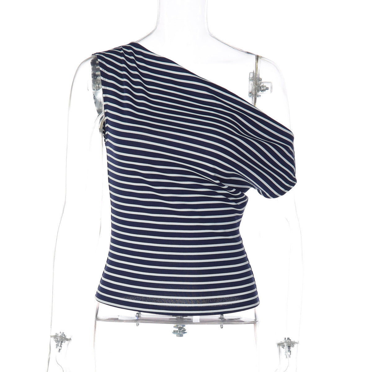 Damen Einseitig Schulterfreies Oberteil mit gestreiftem Design R&B