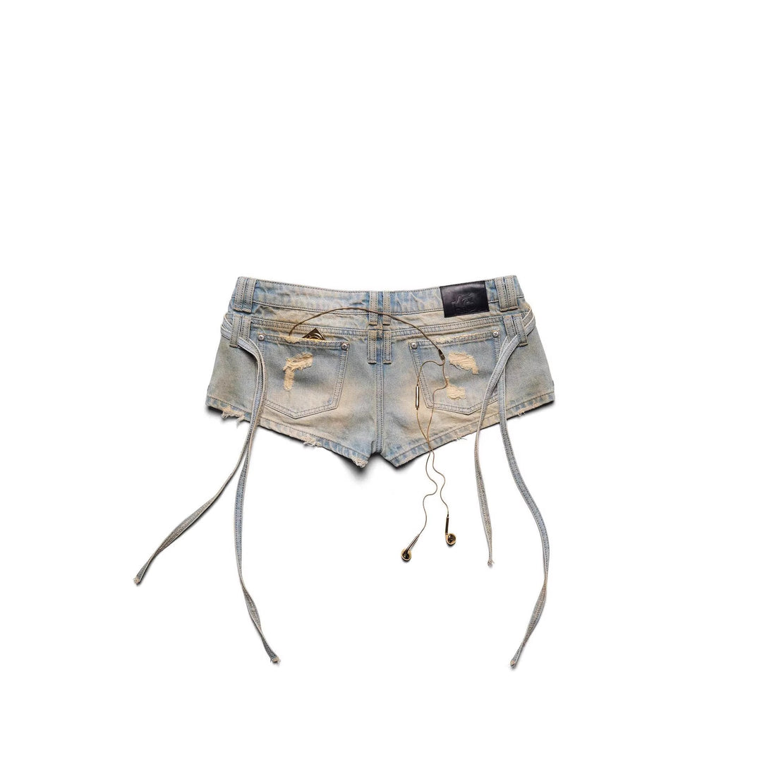 Damen Stylish Denim-Shorts mit verstellbarem Bund R&B