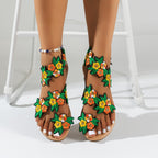 Damen Bequeme und modische Sandalen mit floralem Design R&B