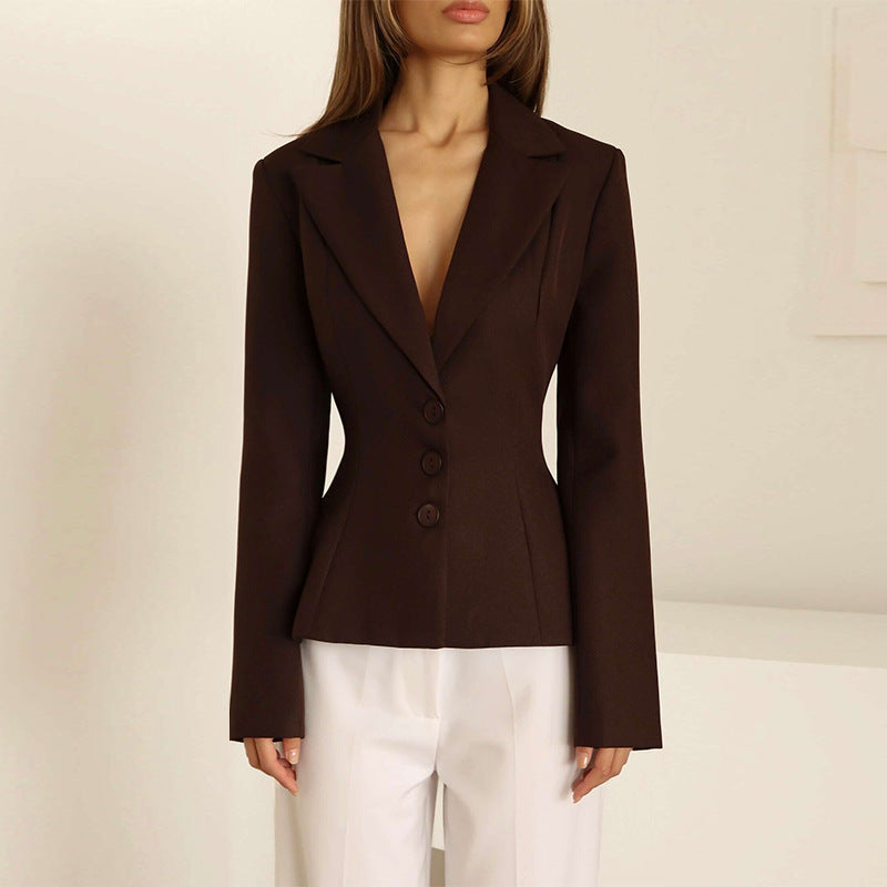 Damen taillierter Blazer mit elegantem Revers R&B