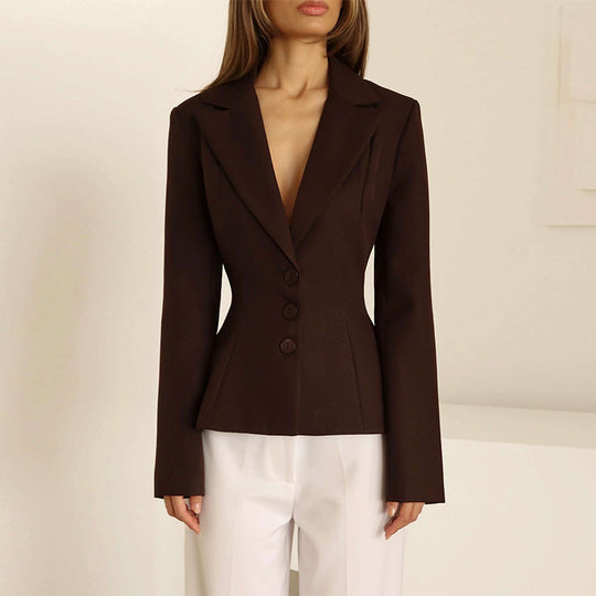Damen taillierter Blazer mit elegantem Revers R&B