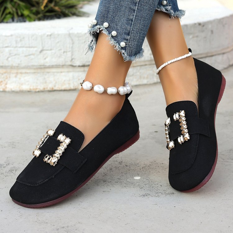 Damen elegante Mokassins mit funkelndem Schmuckdetail R&B