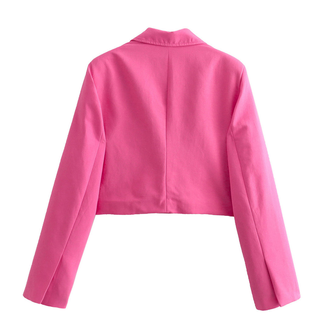 Damen cropped Blazerjacke mit elegantem Revers und praktischen Taschen R&B
