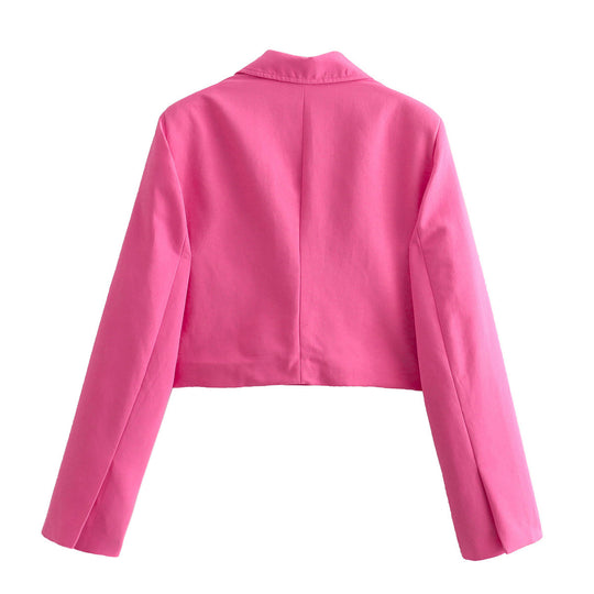 Damen cropped Blazerjacke mit elegantem Revers und praktischen Taschen R&B