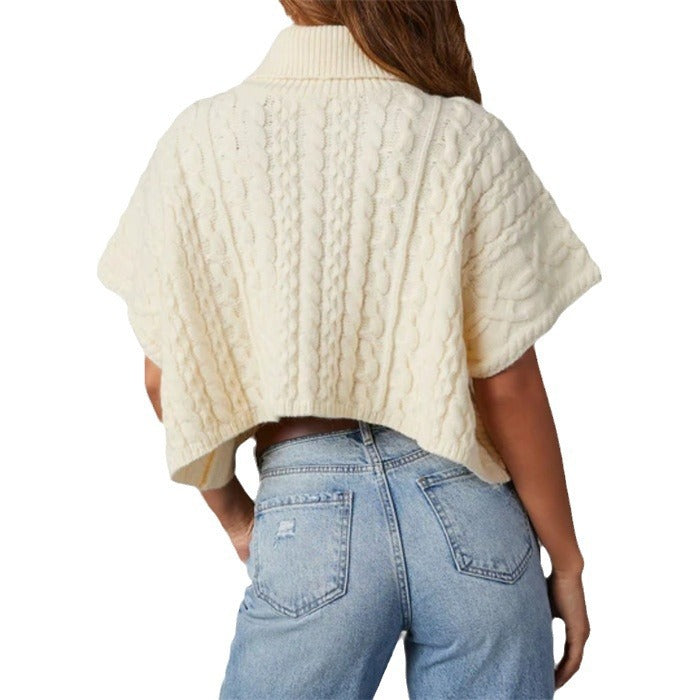 Damen Moderner Strickpullover mit hohem Kragen R&B