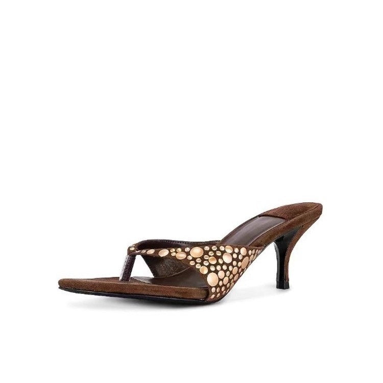 Damen elegante Zehentrenner mit modischem Schmuckdetail R&B