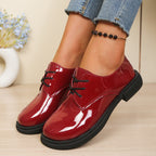Damen glänzende Schnürschuhe mit modischem Design und robuster Sohle R&B