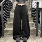 Damen weit geschnittene Baumwollhose mit hohem Taillenbund und praktischen Taschen R&B